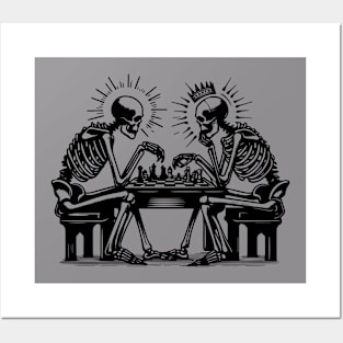 skeletons play chess Posters and Art